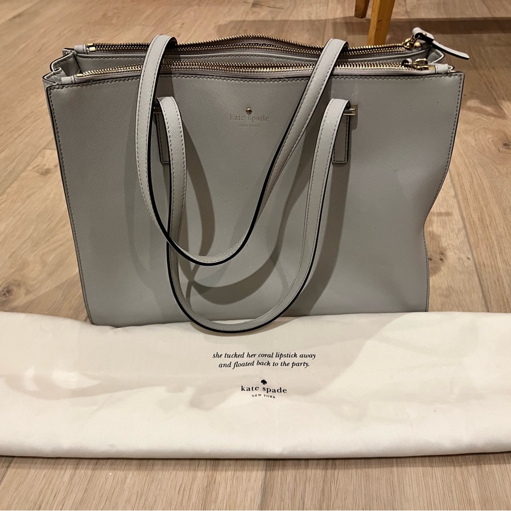 Kate Spade Light Gray/ Lilac Large Tote